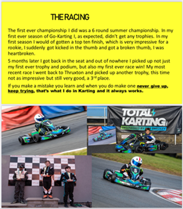 Advert for go kart competition