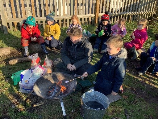 Image of children sitting in the school garden