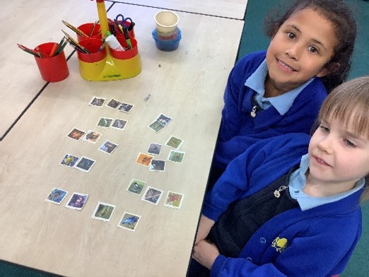 Image of children sorting stamps