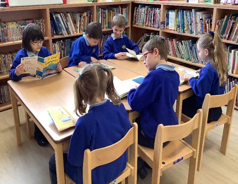 image of children reading in library area